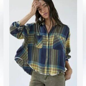 NEW BDG UO flowy slouchy Soft Flannel Plaid Shirt M